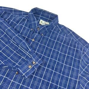 Eddie Bauer Mens Regular flannel Plaid Button Down Shirt XL Blue Cotton Casual